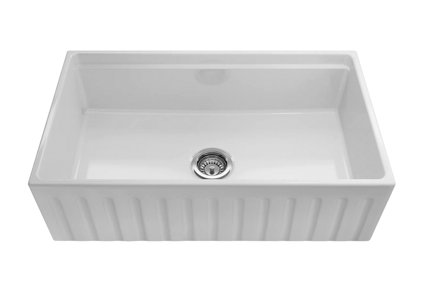 March Special - Fluted Farmhouse Sink with Chopping Board, Grid, Grill, Colander & Waste - 833 mm