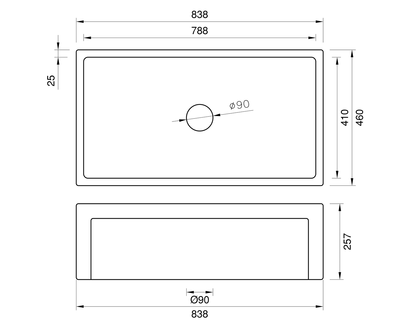March Special - Country Farmhouse Large Single Bowl Sink - 838mm
