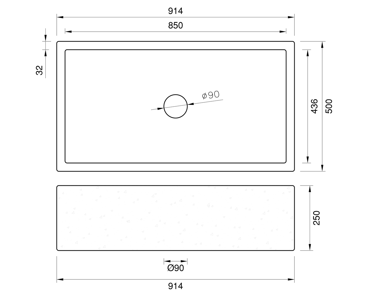 Farmhouse Sink Fireclay Drain Board - Grooved