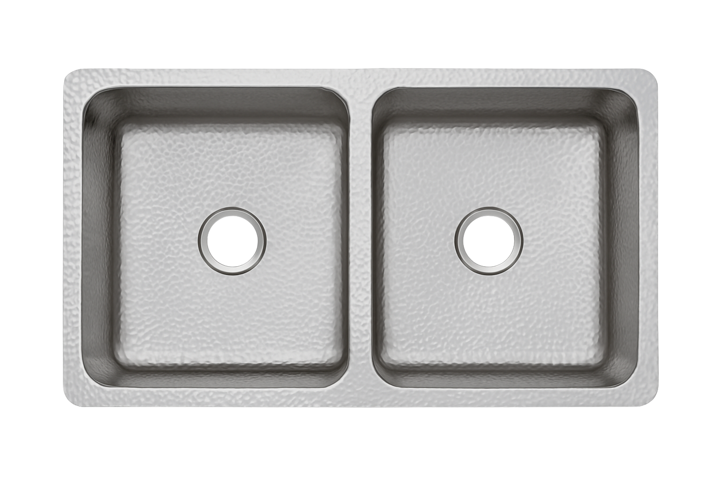 Stainless Steel Hammered Double Bowl Sink - 838mm