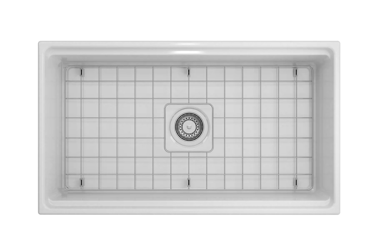 Undercounter Fireclay Workstation Sink with Chopping Board, Grid, Grill, Colander & Waste - 833mm