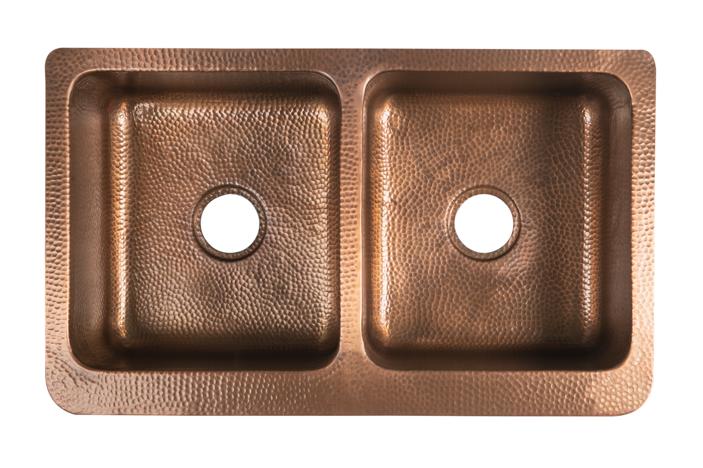 Copper Hammered Double Farmhouse Sink - 838mm