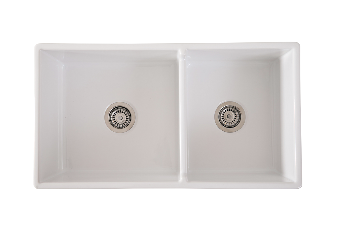 March Special - Country Farmhouse Double Sink with Offset Bowl - 838mm