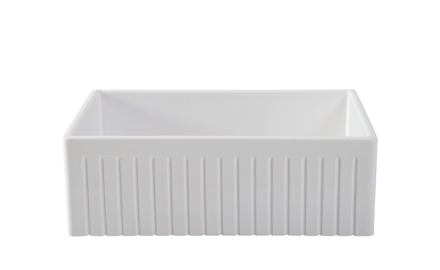Narrow Fluted Single Bowl Fireclay Farmhouse Sink - 755mm