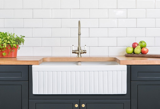Stock Clearance - Narrow Double Fluted Fireclay Sink