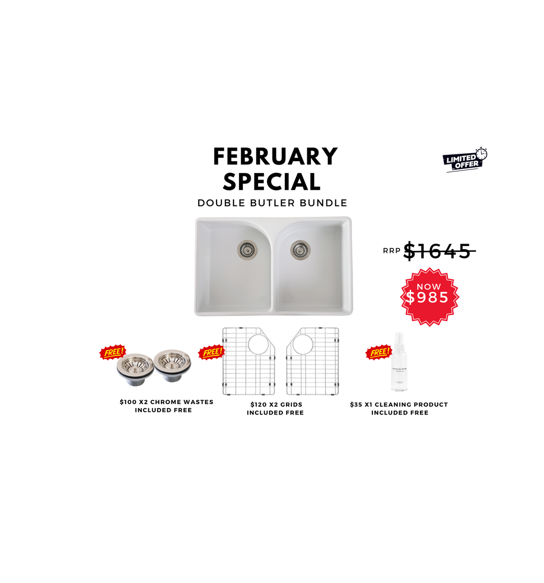 HAPPY NDEW YEAR - FEBRUARY BUNDLE - DOUBLE BUTLER SINK SPECIAL!