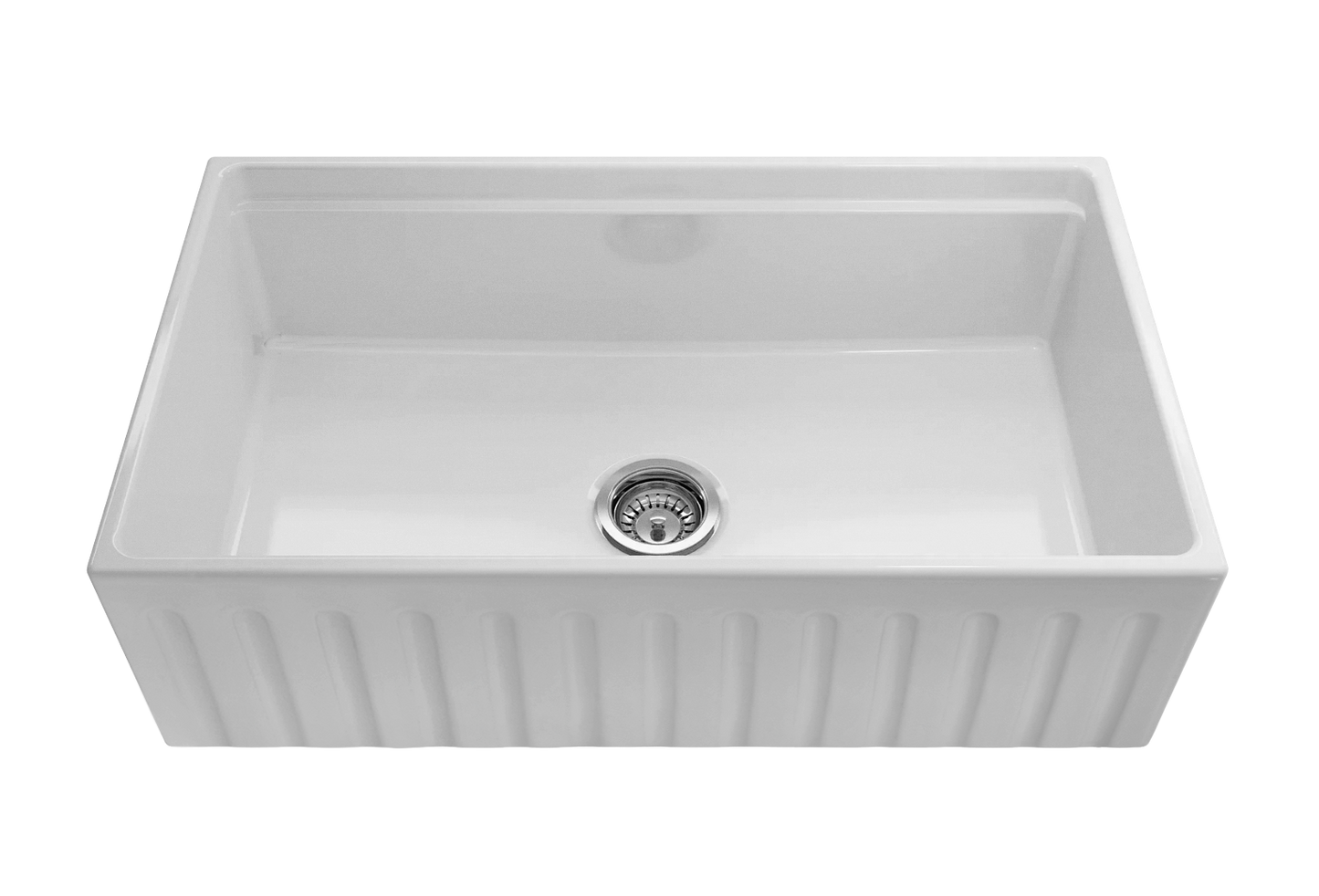 Autumn Special - Fluted Farmhouse Sink With Chopping Board, Grid, Grill, Colander & Waste - 755mm