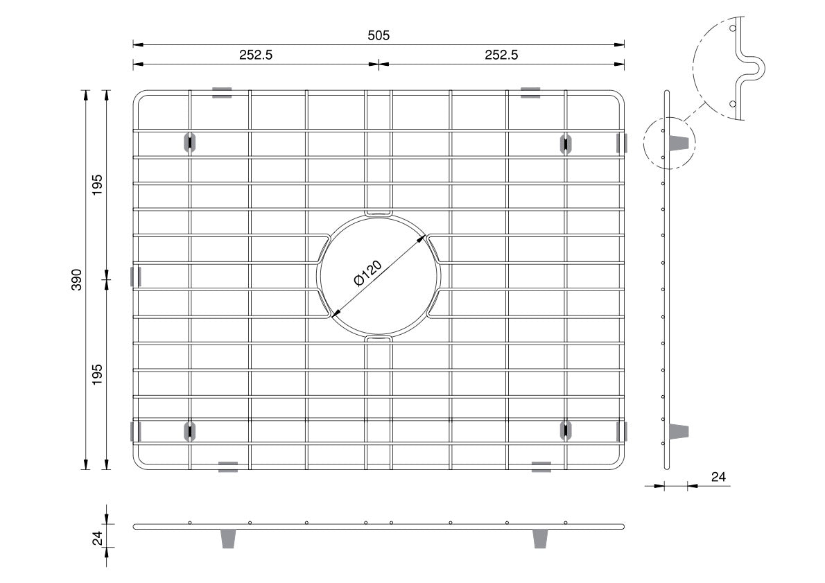 Fluted 595 Sink - Grid