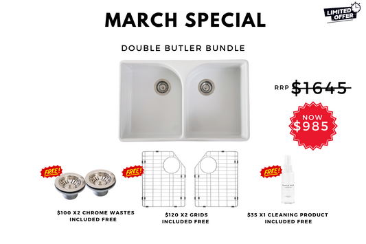 March Special - Double Butler Sink Bundle - 800mm