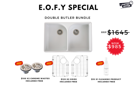 E.O.F.Y Special - Double Butler Sink Bundle - 800mm