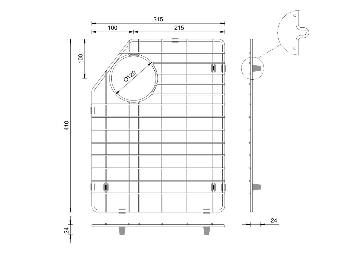 Double Butler Sink - Grid (Right)