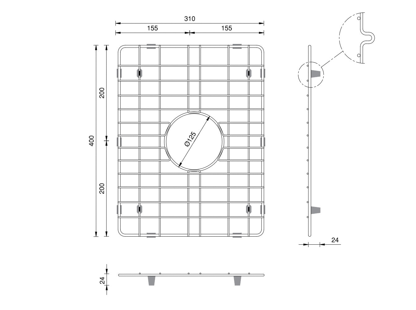 Double Bowl Farmhouse 833 Sink - Grid