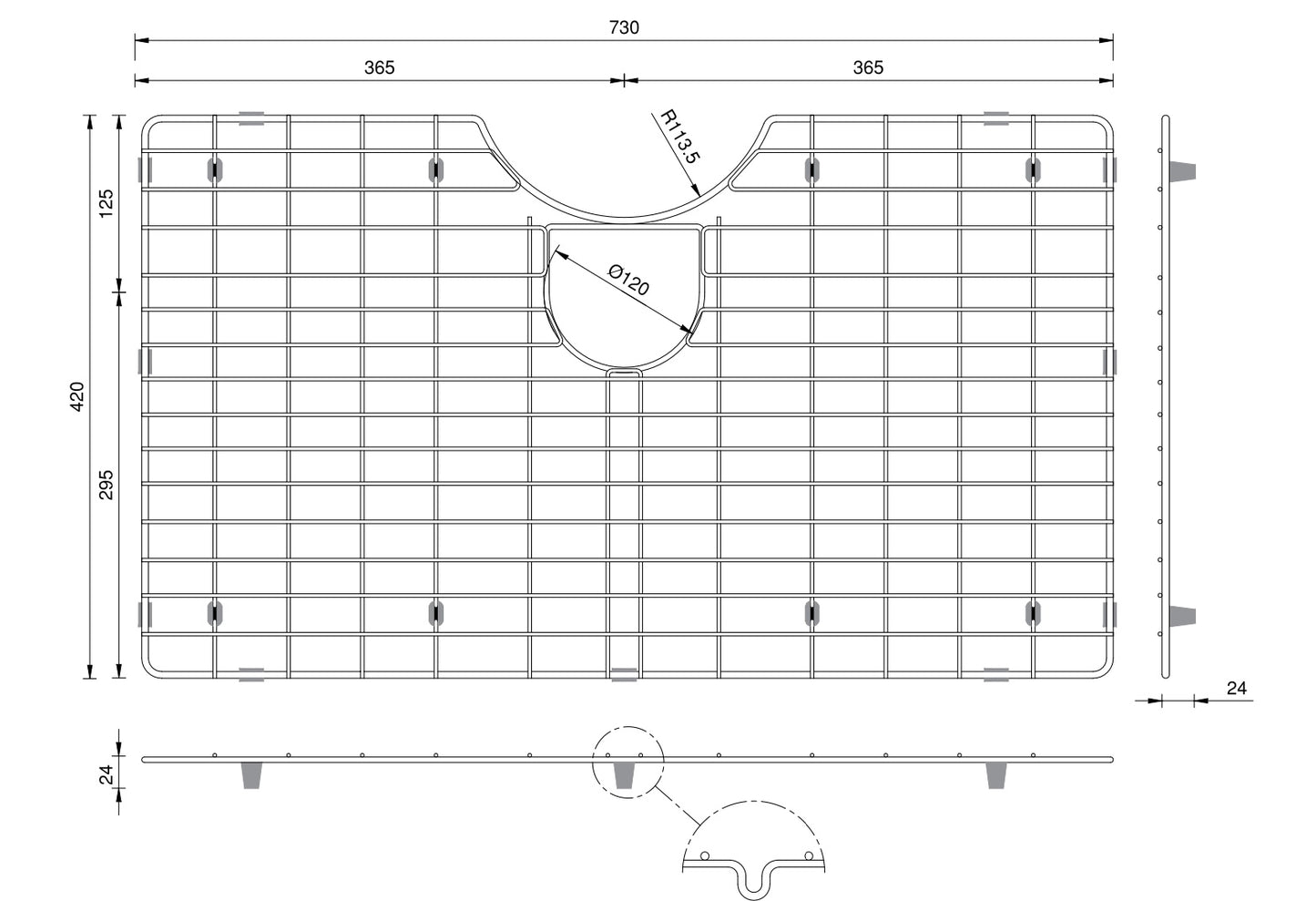 British Butler Sink 795 - Grid