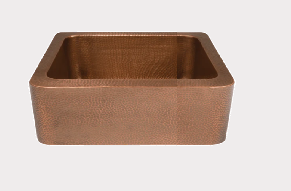 Copper Hammered Farmhouse Sink 595 mm