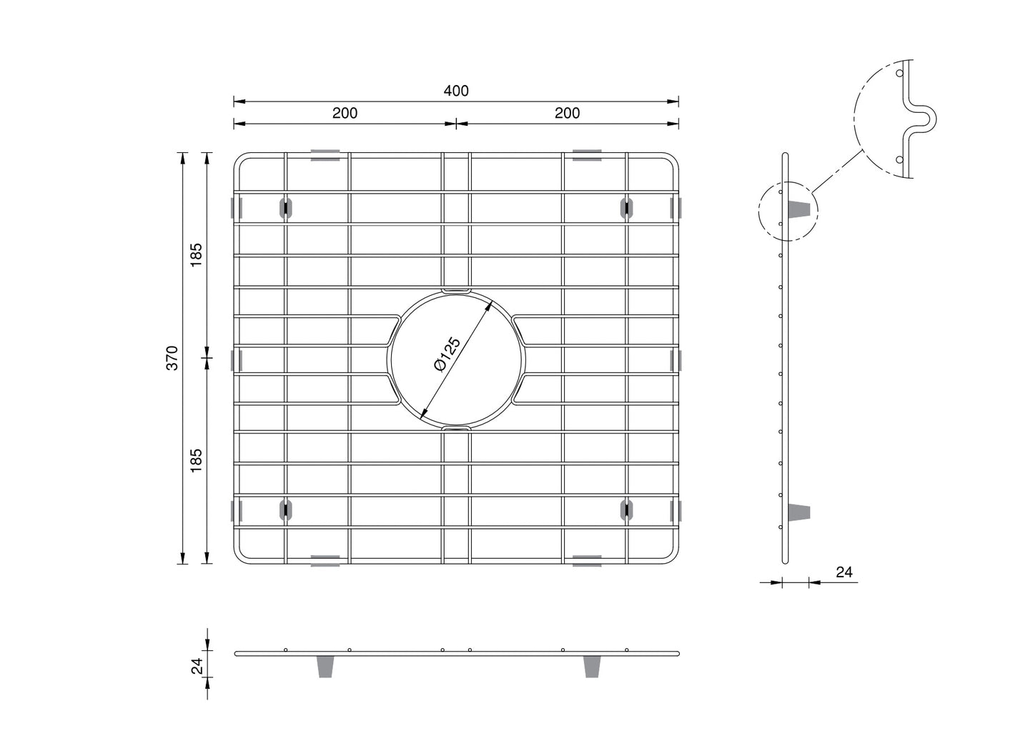 Double Narrow Fluted Offset Grid - Large Bowl