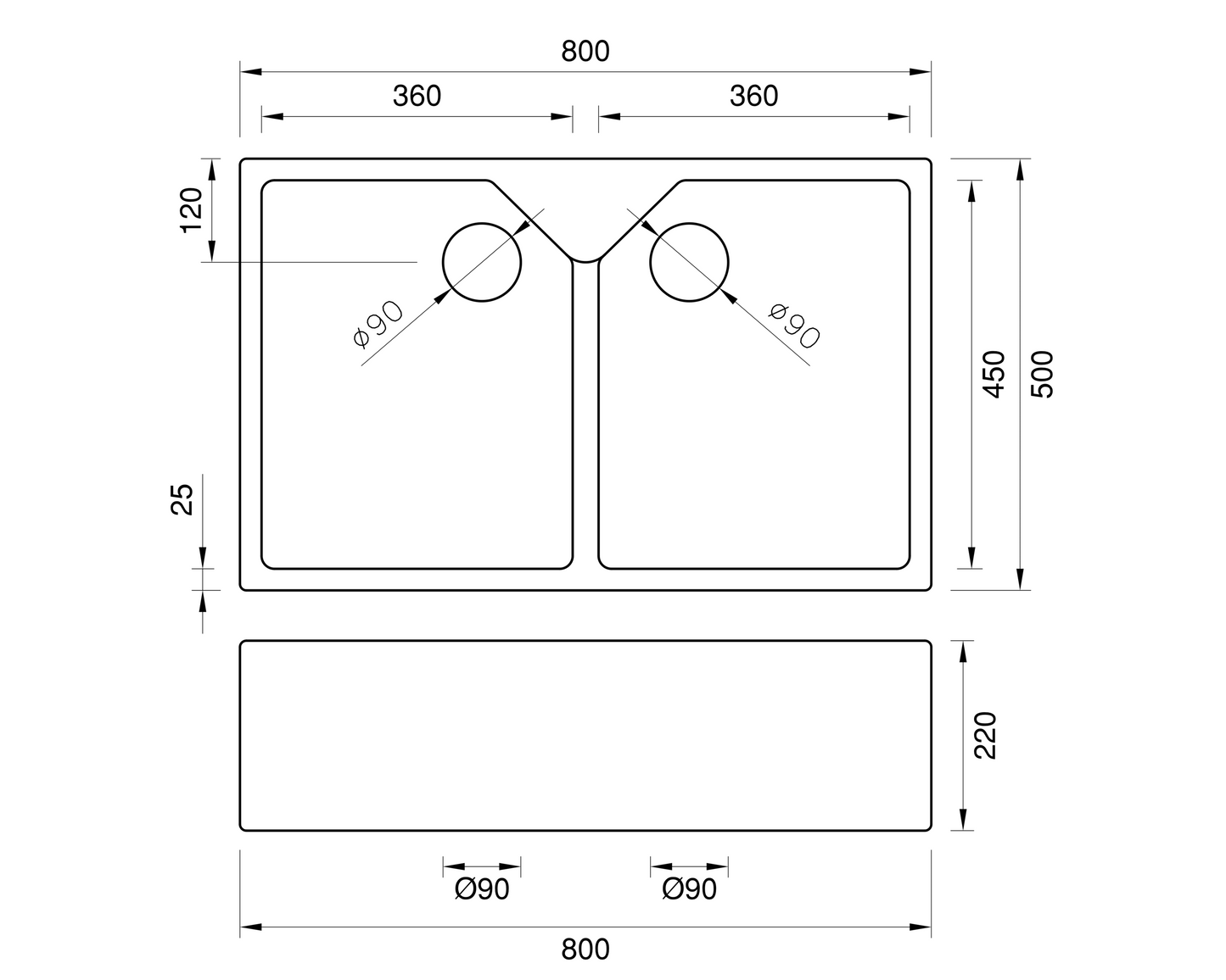 Stock Take Event - Double Butler Sink - 800mm