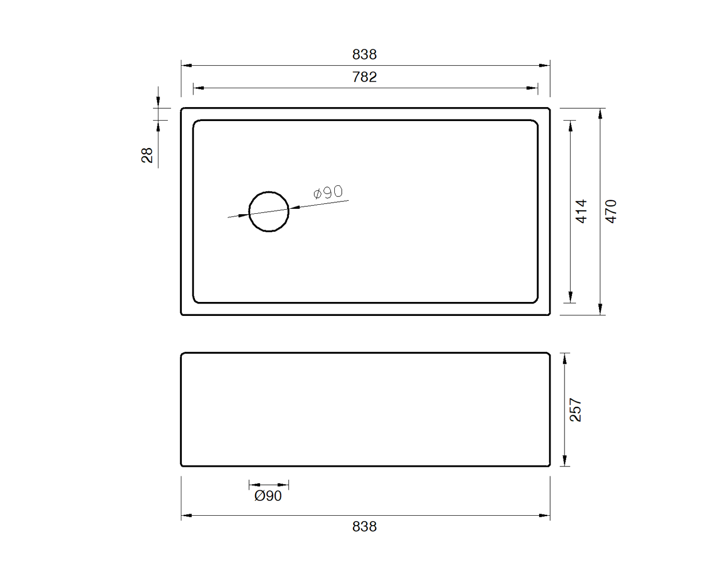 Farmhouse Sink - 838mm