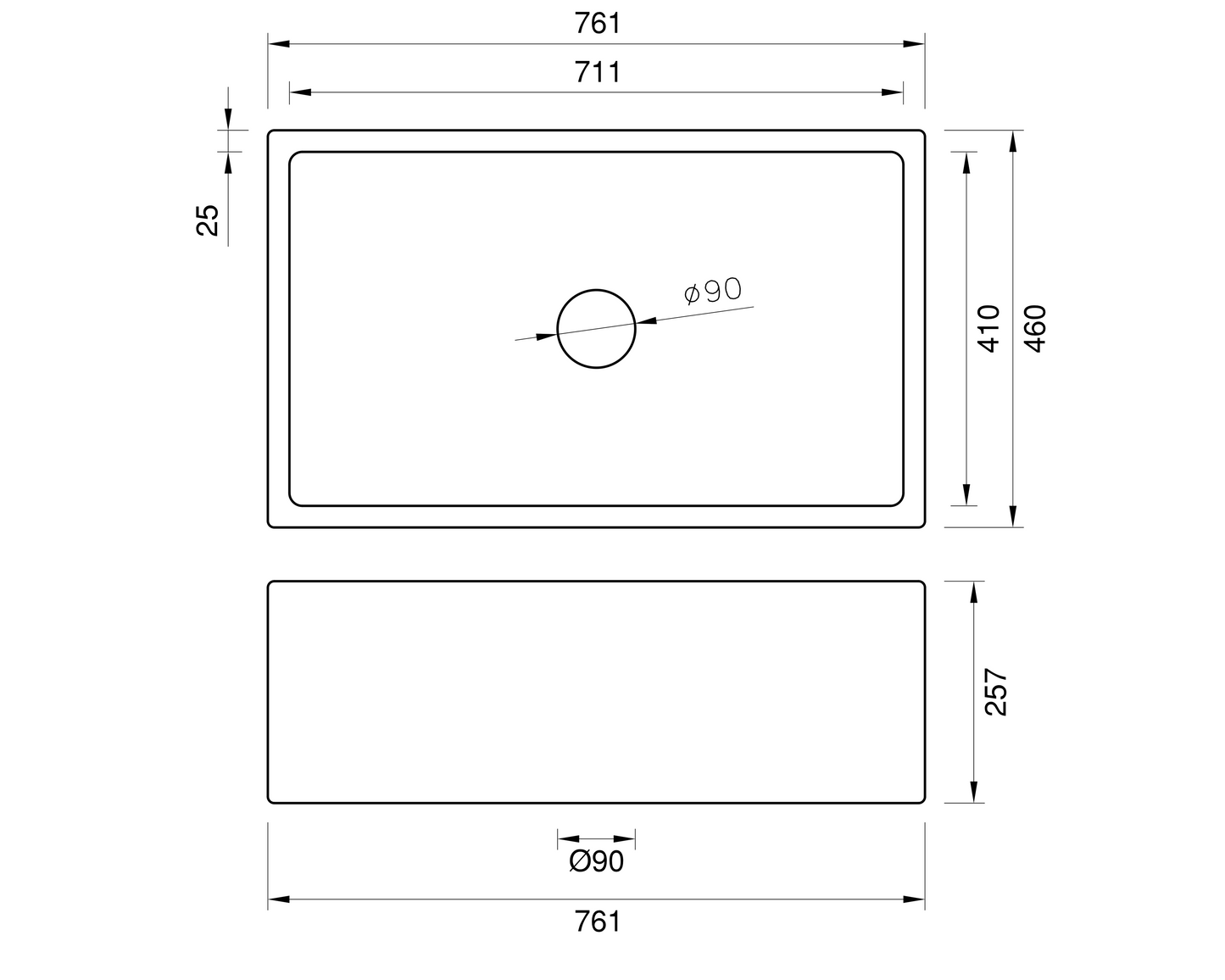 Farmhouse Sink - 761mm