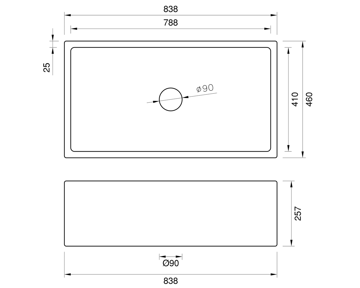 Farmhouse Sink - 838mm