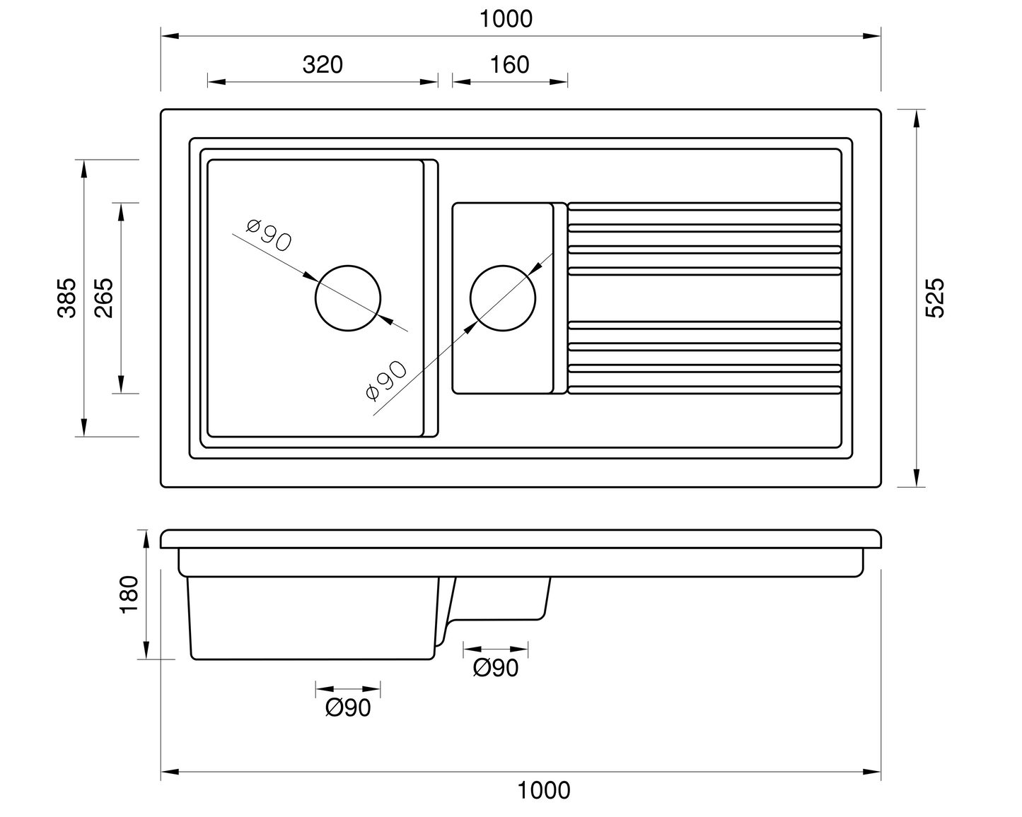 New Product - Ceramic Kitchen Sink 1.5 Bowl And Drain Board