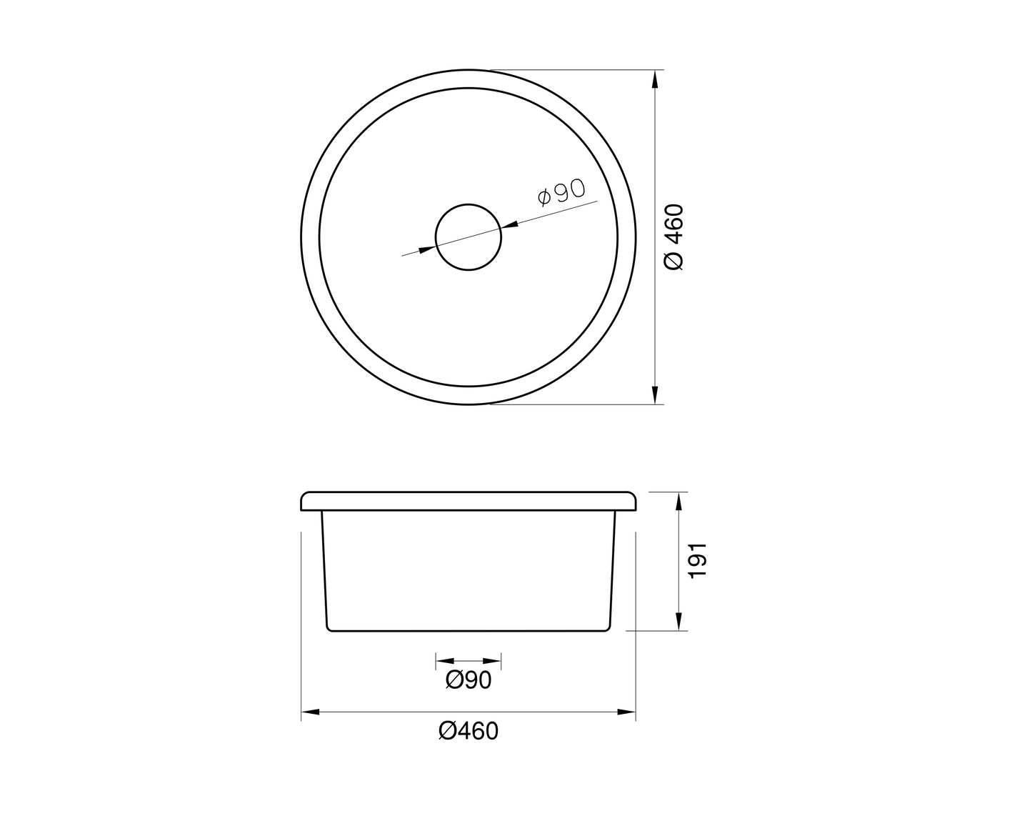 Undermount Fireclay Ceramic Bar Sink - 460mm