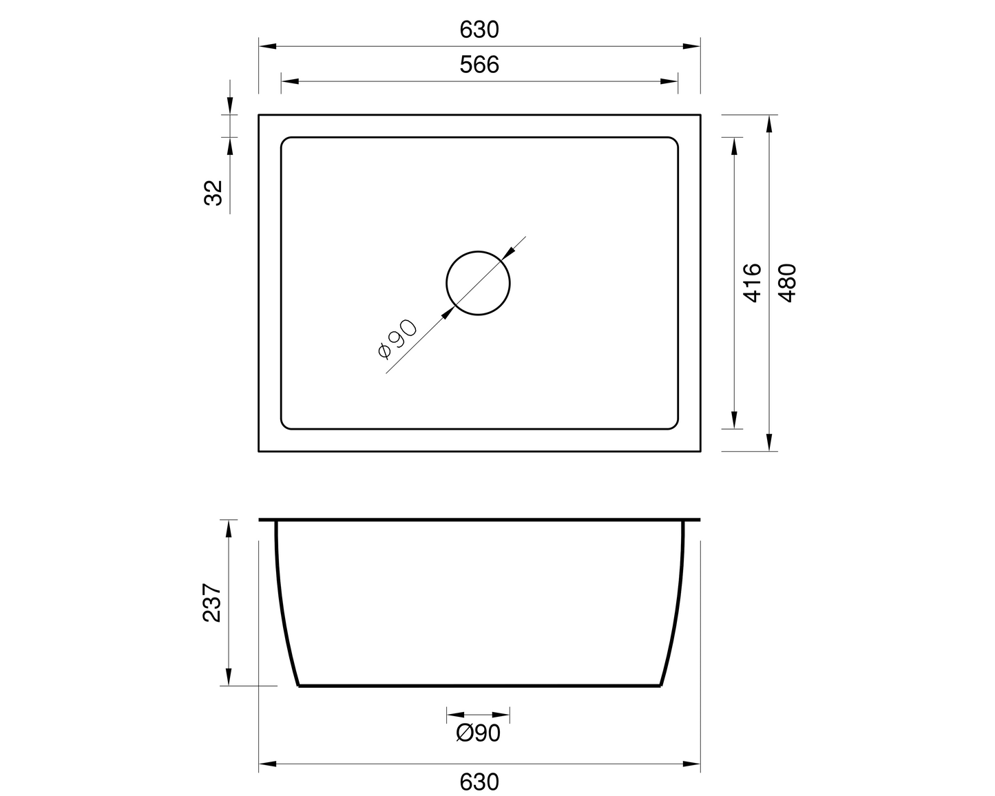 Copper Undermount Sink - 630mm