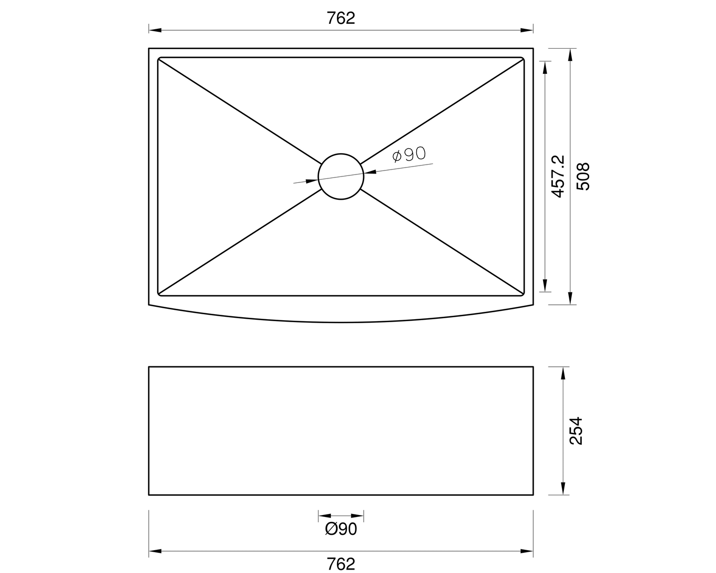 Stainless Steel Butler Sink - 762mm