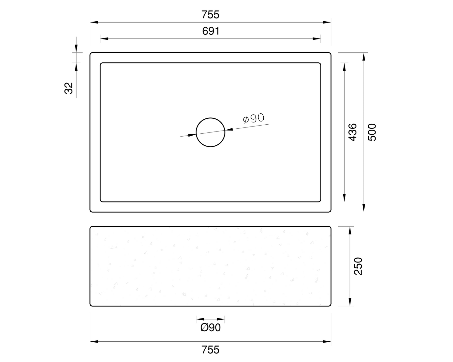 Concrete Farmhouse Sink - 755*500*250