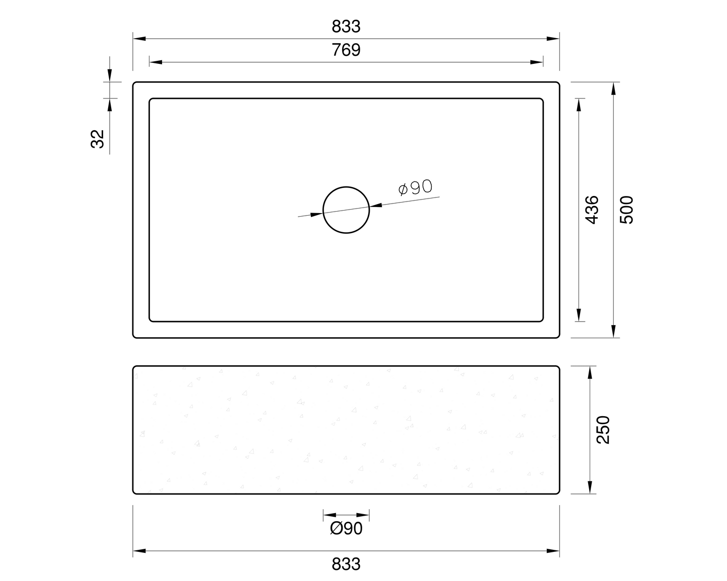 Concrete Farmhouse Sink 833*500*250