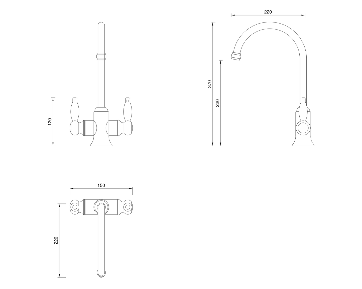 Victorian Kitchen Tap - Metal Levers