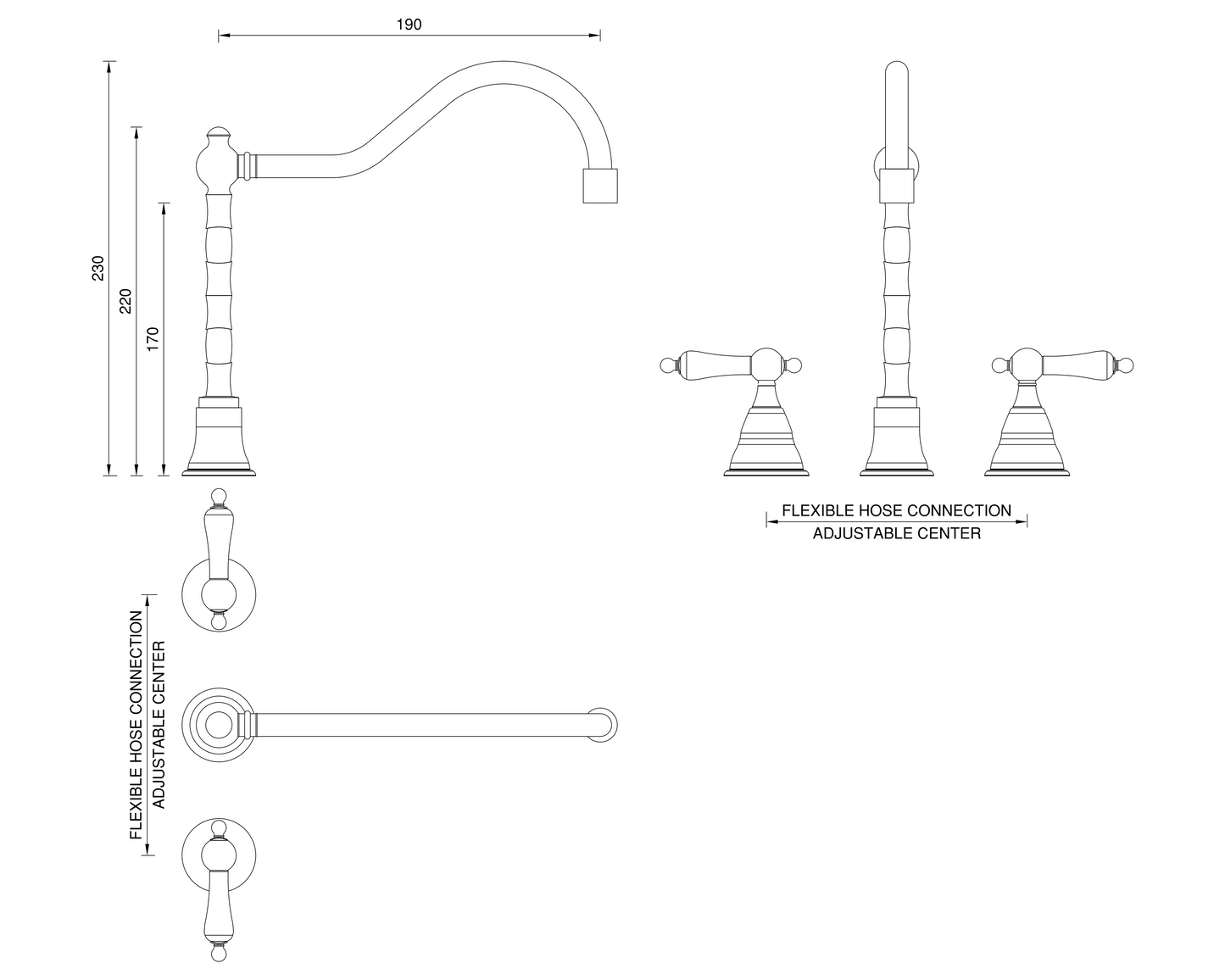 English Lever Taps - English Tap Spout - Metal Levers