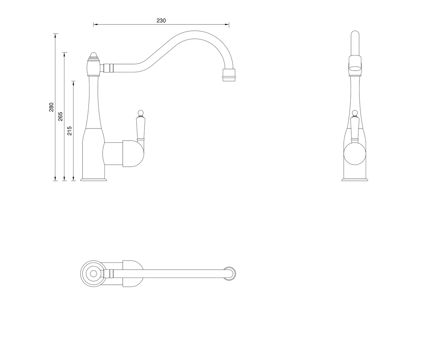 Traditional Kitchen Tap - Porcelain Lever