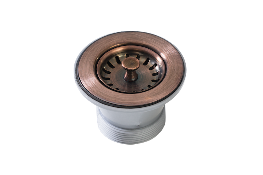 Basket Waste 50mm in copper finish, angled product view