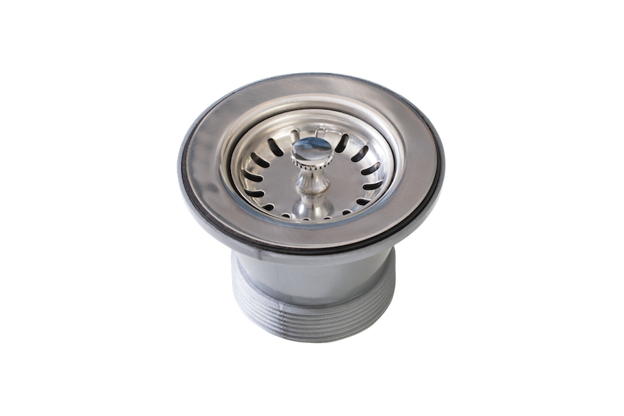 Basket Waste 50mm in satin silver finish, angled product view