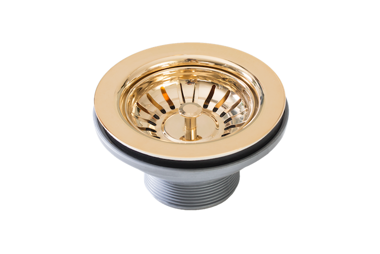 Basket Waste 90mm in gold finish, angled product view