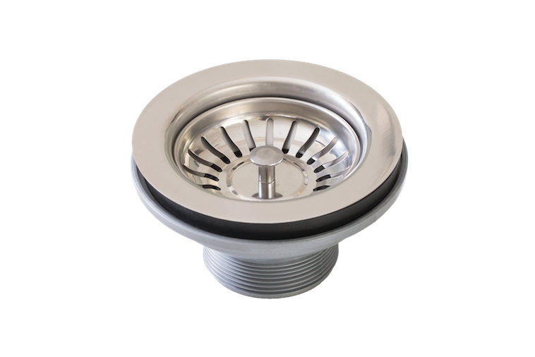 Basket Waste 90mm in satin silver finish, angled product view