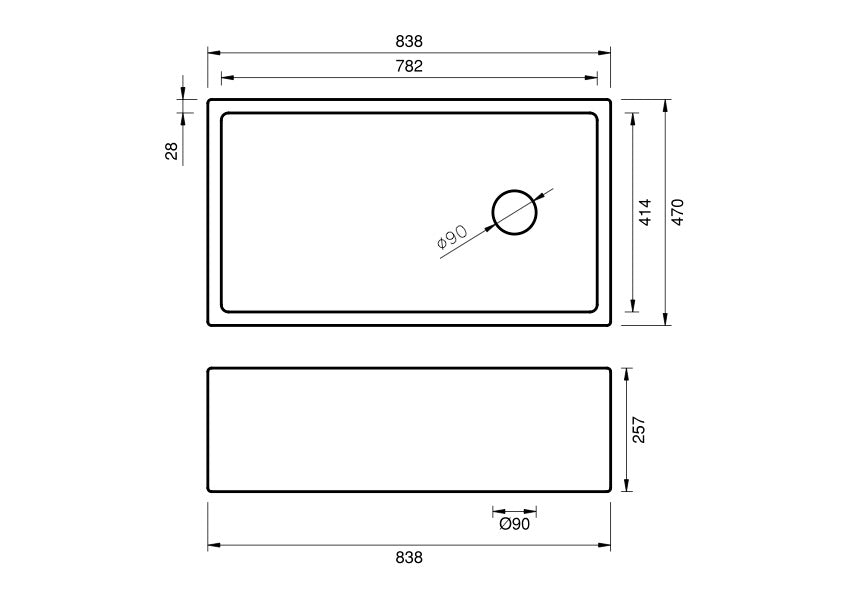 Farmhouse Sink - 838mm