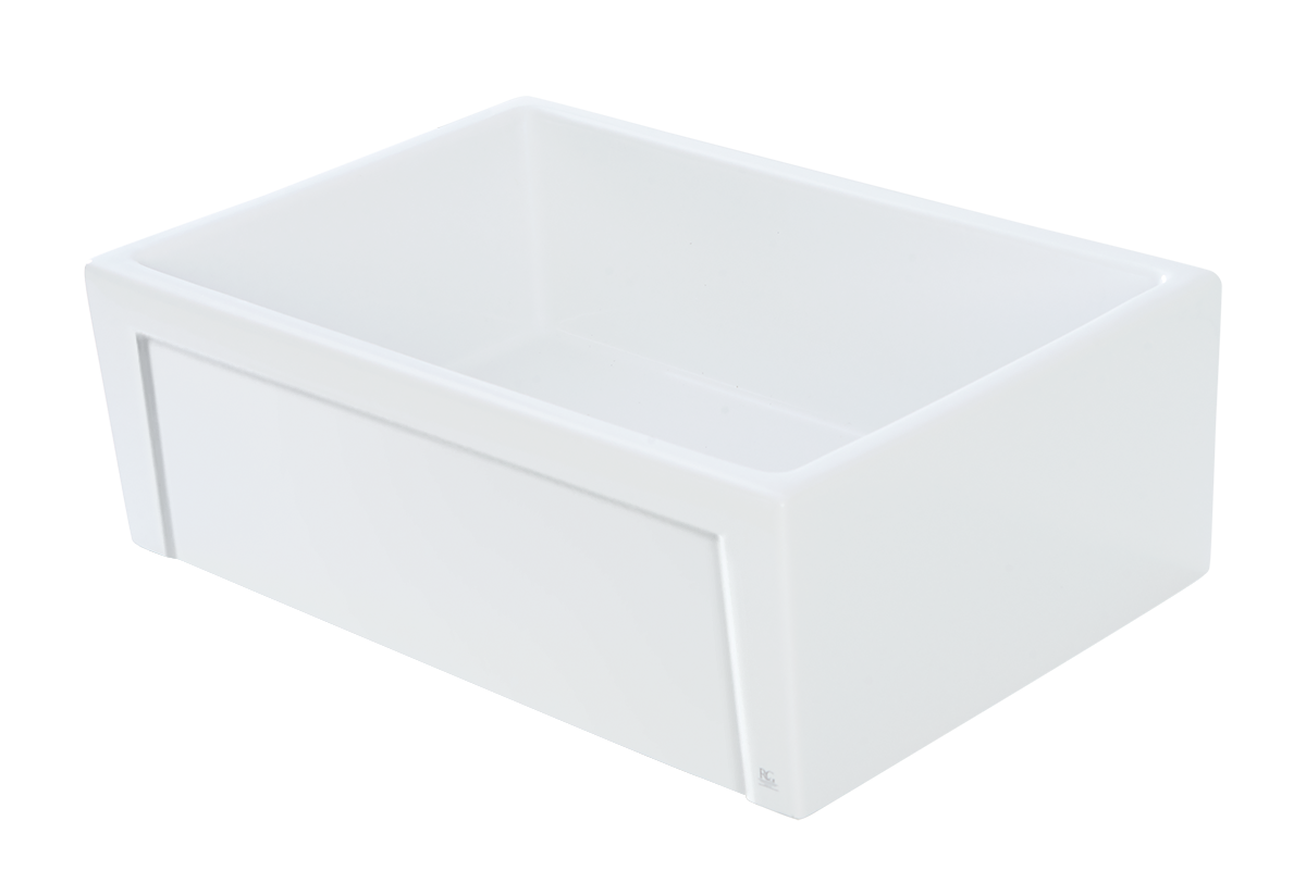 Country Farmhouse Large Single Bowl Sink - 838mm by Savile Row - single bowl fireclay farmhouse sink - angled view showing bowl interior