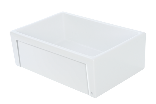 Country Farmhouse Large Single Bowl Sink - 838mm by Savile Row - single bowl fireclay farmhouse sink - angled view showing bowl interior