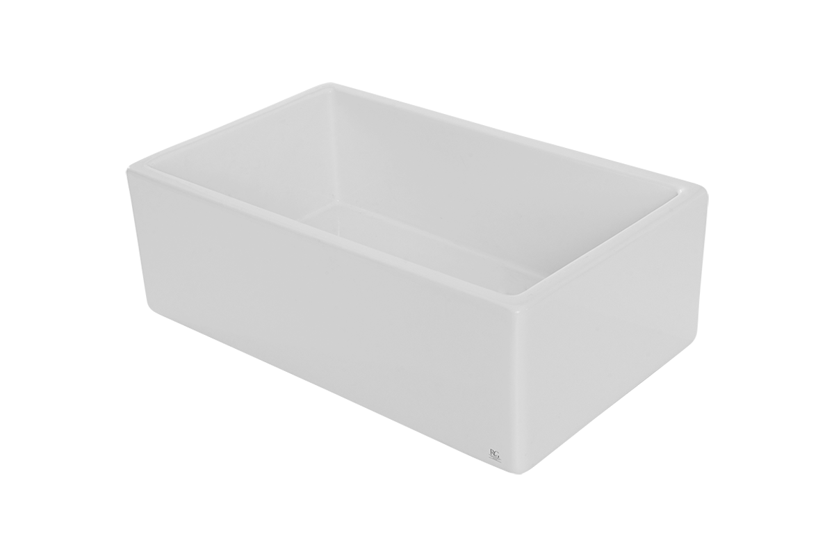 Farmhouse Sink by Savile Row - single bowl fireclay farmhouse sink - angled view showing bowl interior