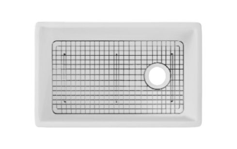 Farmhouse Sink by Savile Row - single bowl fireclay farmhouse sink - top-down view with protective grid