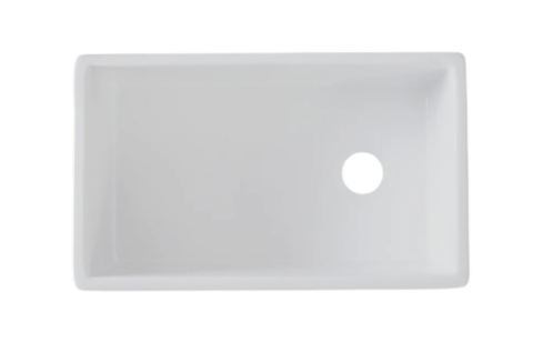 Farmhouse Sink by Savile Row - single bowl fireclay farmhouse sink - top-down view without waste