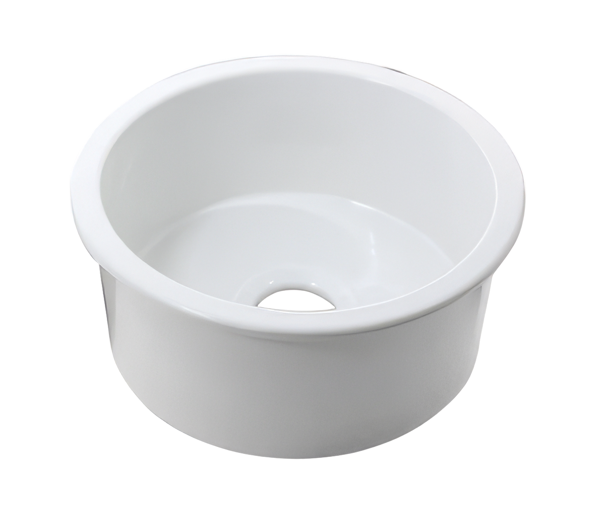 Undermount Fireclay Ceramic Bar Sink - 460mm by Savile Row - angled view - round white ceramic sink