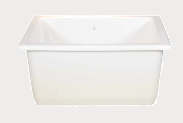 Undermount Fireclay Sink - 610mm by Savile Row - angled front view - white ceramic sink