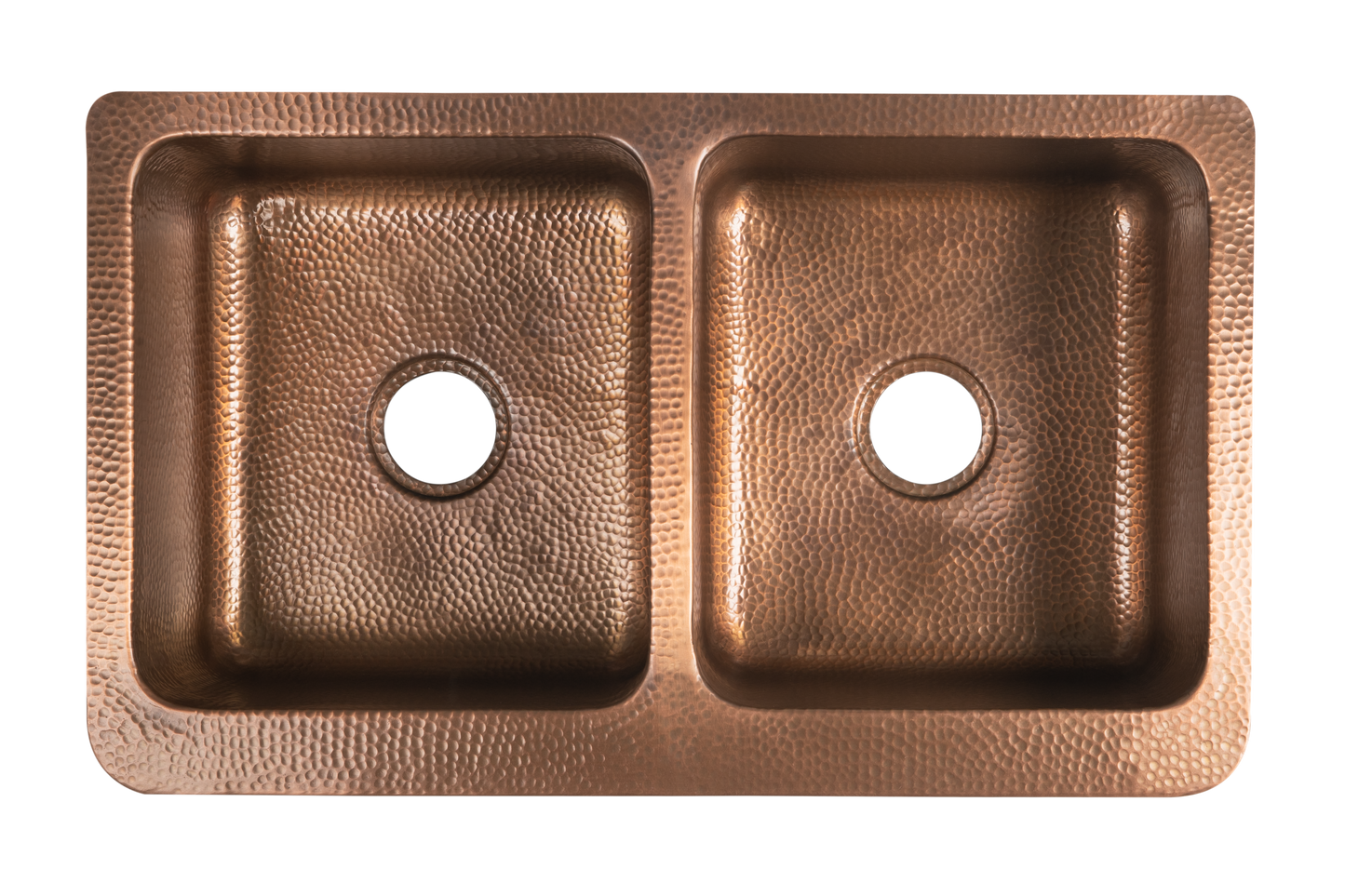 Copper Hammered Double Farmhouse Sink