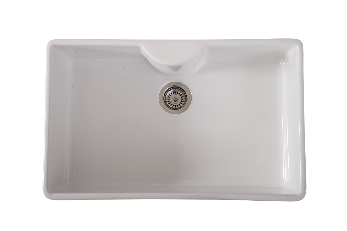 British Butler Sink with Tap Ledge - 795mm by Savile Row - top-down view with tap ledge and waste