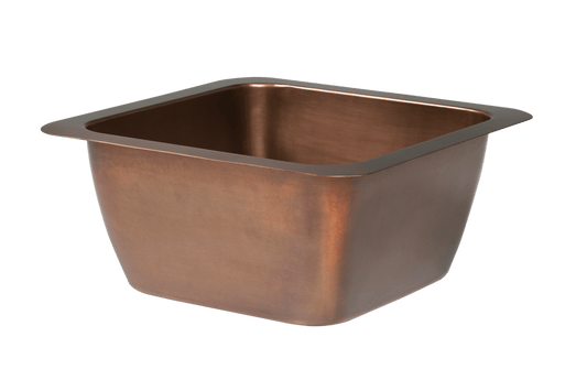 Copper Undermount Prep Sink - 396mm by Savile Row - copper single bowl undermount sink - Angled view - copper undermount prep sink