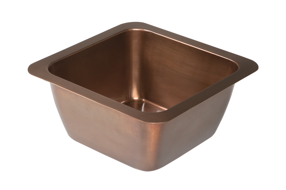 Copper Undermount Prep Sink - 396mm by Savile Row - copper single bowl undermount sink - Angled view from opposite side