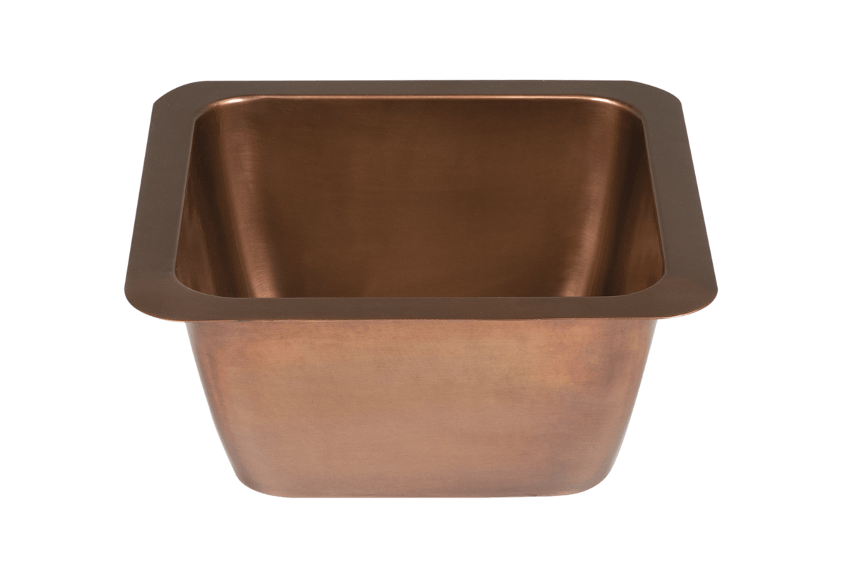 Copper Undermount Prep Sink - 396mm by Savile Row - copper single bowl undermount sink - Angled view showing bowl interior