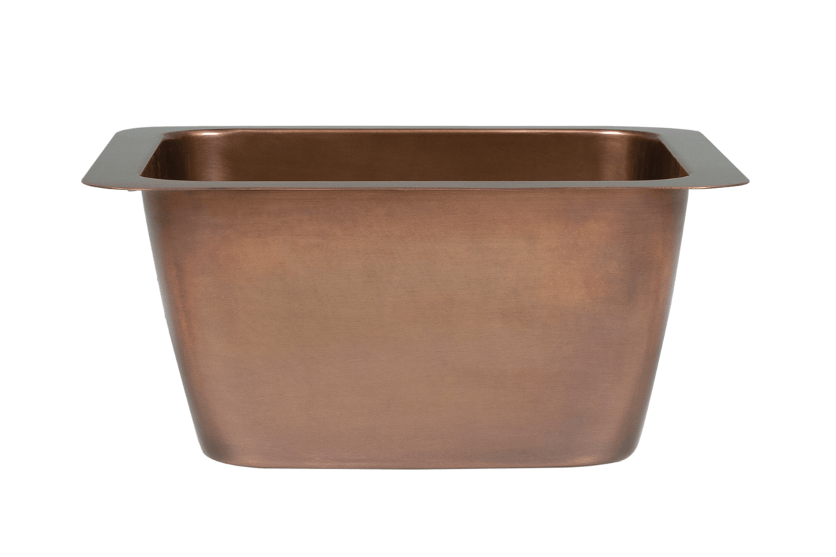 Copper Undermount Prep Sink - 396mm by Savile Row - copper single bowl undermount sink - Front view - copper undermount prep sink